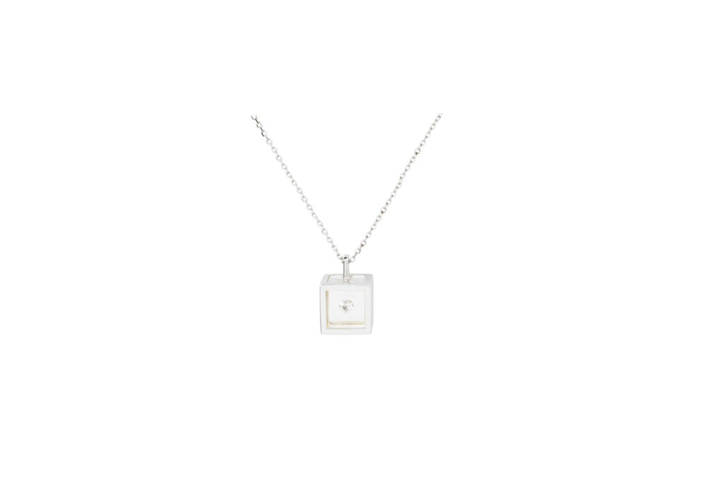 Collier Cube Diamant Argent