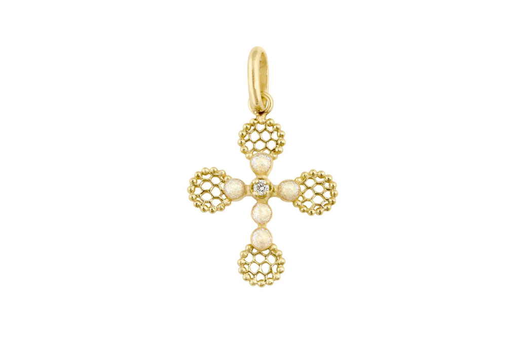Pendentif Croix Dentelle Perlée