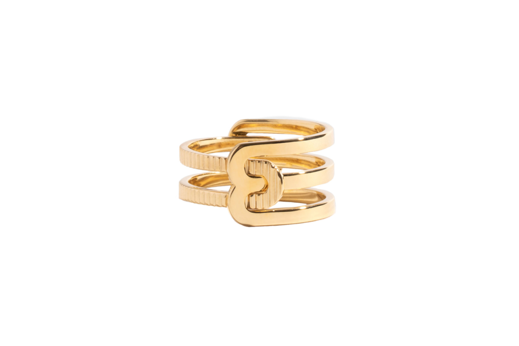 Bague Étreinte Asymétrique Poli & Godronnée de JEM