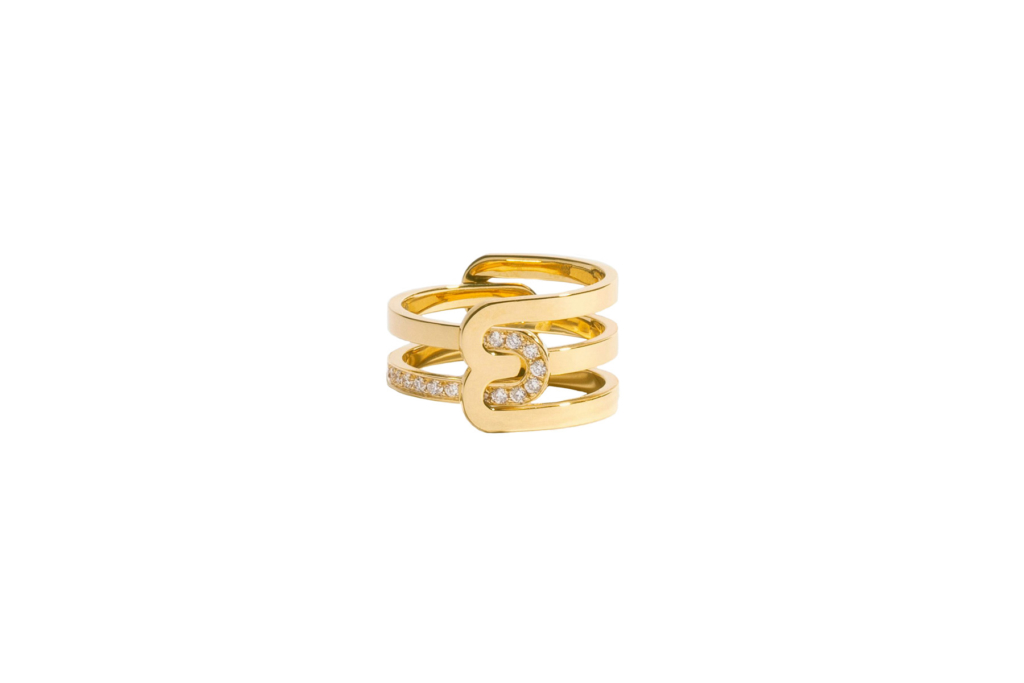 Bague Étreinte Asymétrique Poli & Semi-pavée de JEM