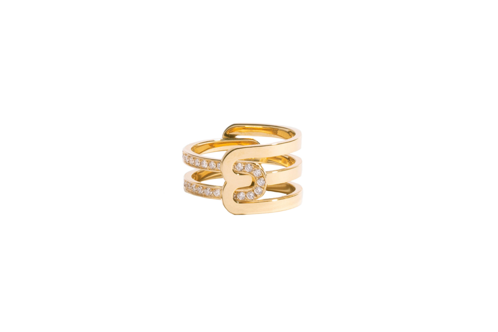 Bague Étreintes Asymétrique Poli & Pavée