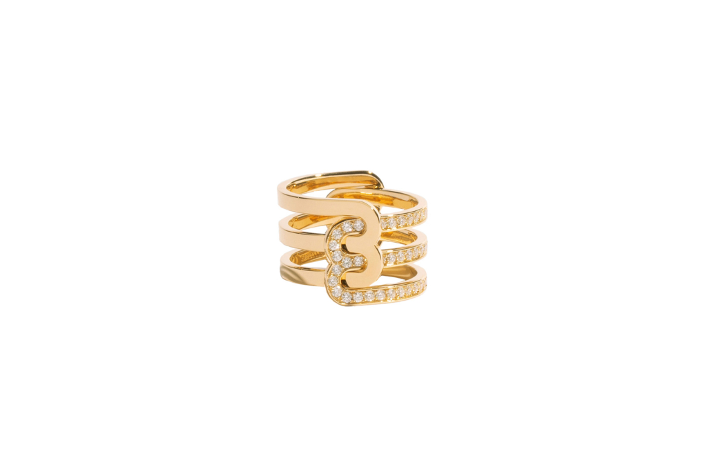 Bague Étreintes Double Poli & Pavée