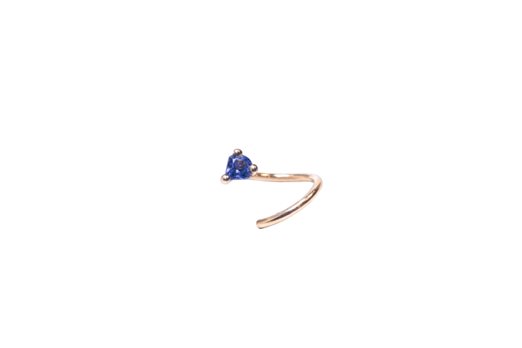 Boucle d’oreille Piton Double Saphir Bleu (unité)
